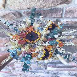 Sunflower Wedding bouquet, Dried Flowers, Summer, Fall, Wildflowers, Boho,  Preserved, Floral, Orange, Bridal, Fall Colors, Strawflowers